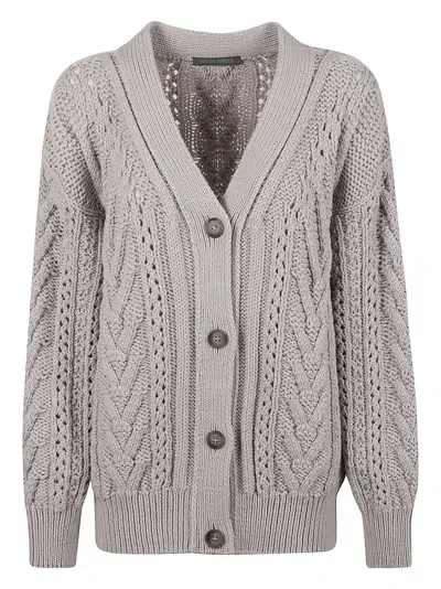 Alberta Ferretti Knitted Buttoned Cardigan In Grey