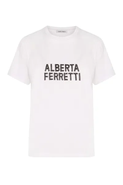 Alberta Ferretti Logo Cotton T-shirt In Schwarz