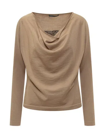 Alberta Ferretti Merino Wool Sweater In Brown