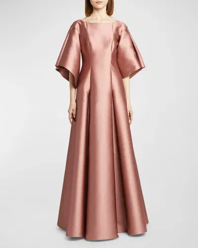 Alberta Ferretti Pleated Full-skirt Gown In 粉色