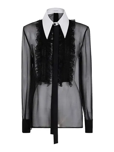 Alberta Ferretti Organic Chiffon Shirt In Negro