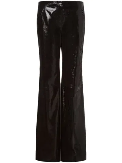 Alberta Ferretti Patent-finish Leather Flared Trousers In Black