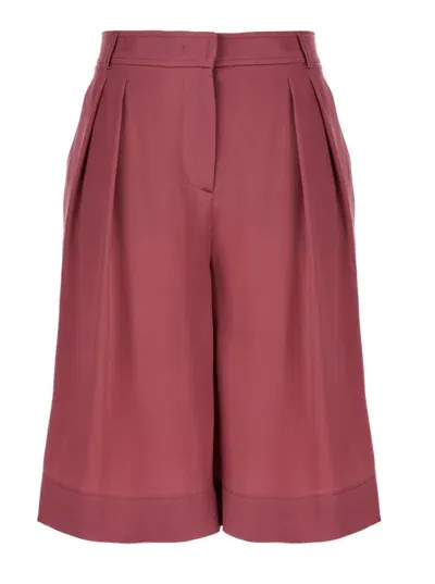 Alberta Ferretti Satin Shorts In Burgundy