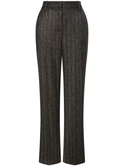 Alberta Ferretti Pinstriped Mid-rise Tailored Trousers In Black