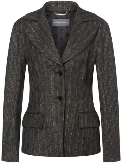 Alberta Ferretti Pinstriped Single-breasted Blazer In Black