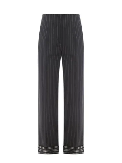 Alberta Ferretti Pinstriped Trousers In Black