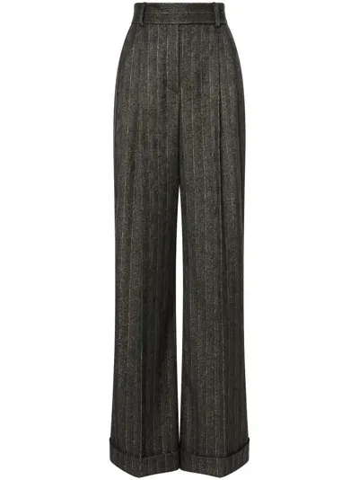 Alberta Ferretti Pinstriped Tailored Palazzo Pants In Black