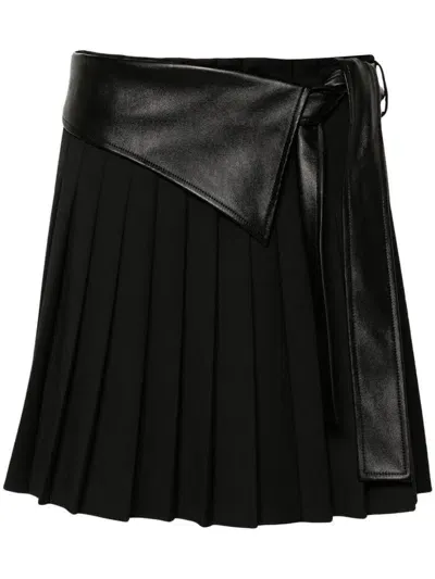 Alberta Ferretti Pleated Faux-leather Mini Skirt In Black