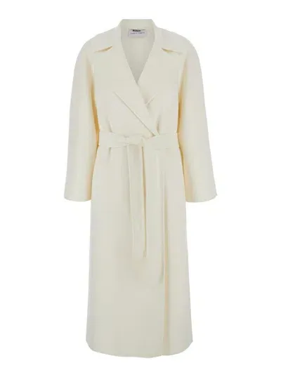 Alberta Ferretti Regular Fit Belted Coat In White