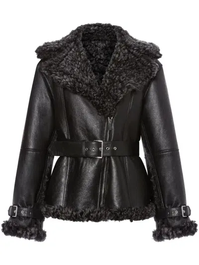 Alberta Ferretti Reversible Sheepskin Coat In Black