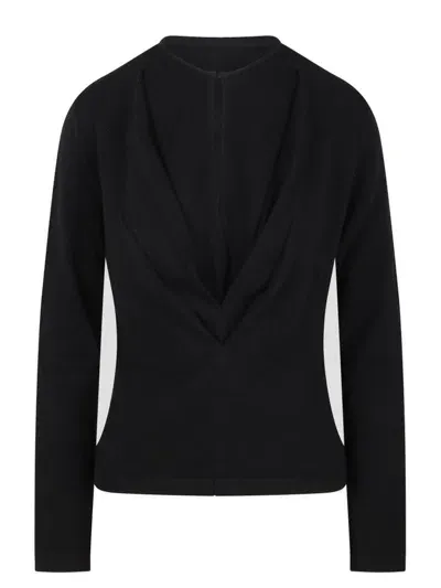 Alberta Ferretti Ribbed Hem Knit Jumper In Black