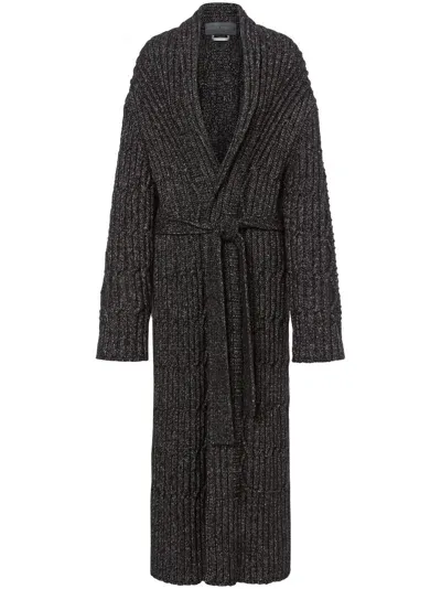 Alberta Ferretti Ribbed-knit Cardigan In Grey