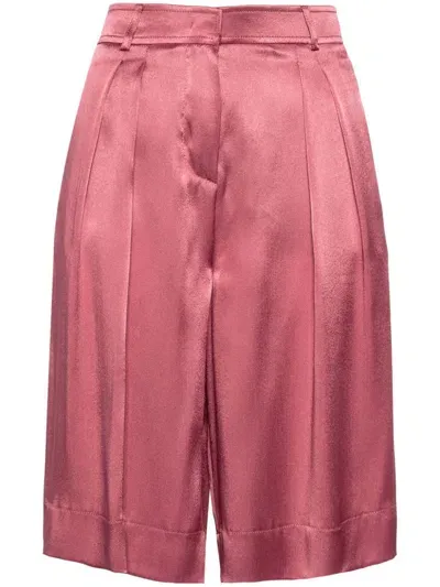 Alberta Ferretti Satin Knee Shorts In Pink