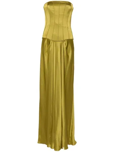 Alberta Ferretti Satin Maxi Dress In 绿色