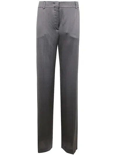 Alberta Ferretti Satin Straight Leg Pants In Grey