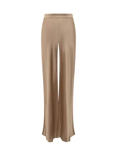 Alberta Ferretti Satin Trousers In Neutrals