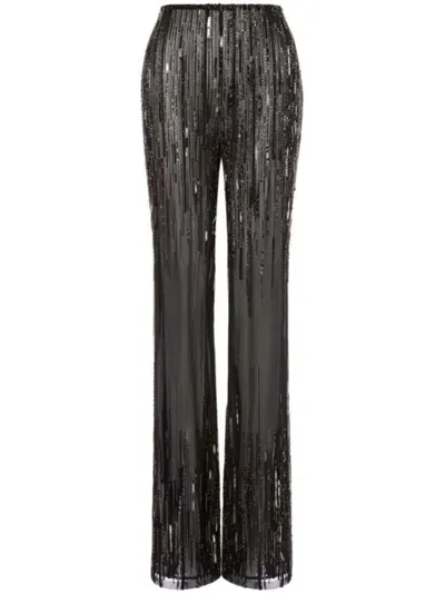 Alberta Ferretti Sequin-embellished Trousers In Black