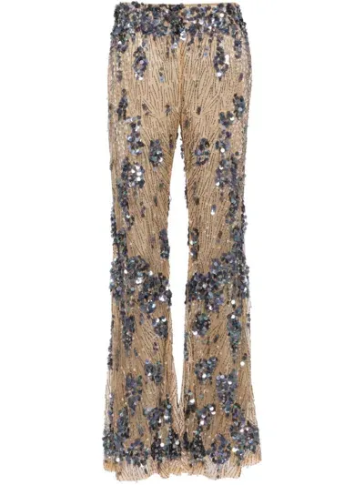 Alberta Ferretti Sequin-embellishment Flared Trouser In Neutrals