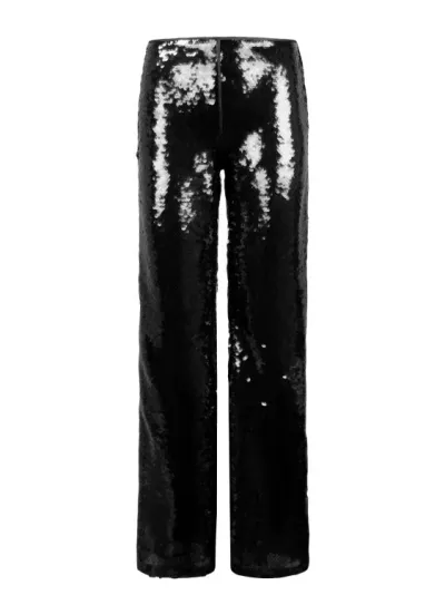 Alberta Ferretti Sequins Flared Trousers In Black