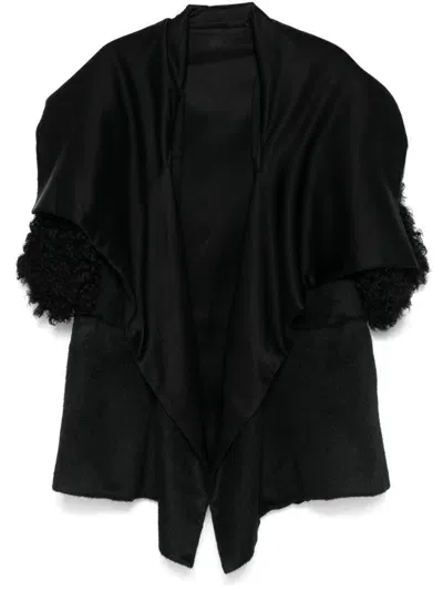 Alberta Ferretti Shearling-detail Coat In Black