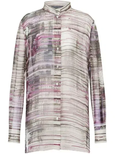 Alberta Ferretti Painterly-print Silk Shirt In Multicolour