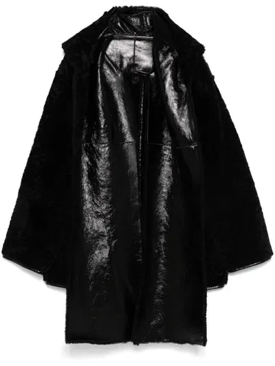 Alberta Ferretti Short Reversible Coat In Black