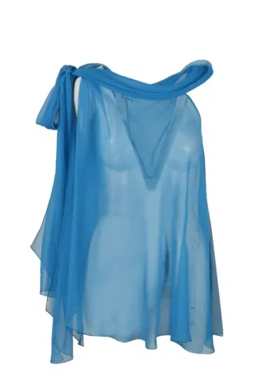 Alberta Ferretti Silk Chiffon Blouse In Blue