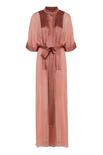 Alberta Ferretti Silk Maxi Dress In Pink