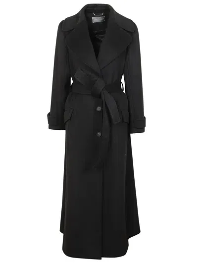 Alberta Ferretti Single-breasted Belted Waist Coat In Nero