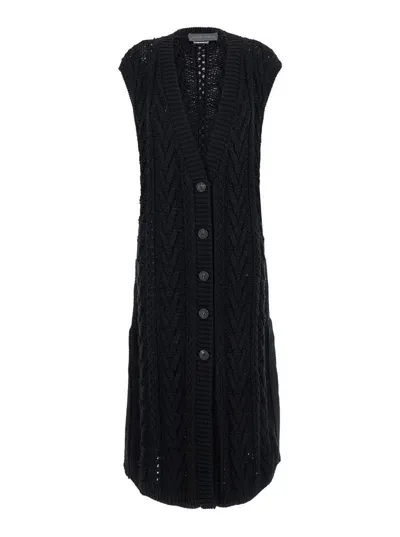 Alberta Ferretti Sleeveless Knitted Cardigan In Black