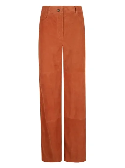 Alberta Ferretti Straight Leg High-waist Trousers In Brown