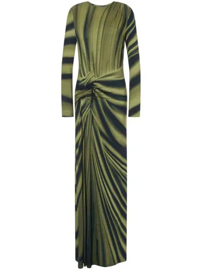 Alberta Ferretti Stretchy Floor Lenght Dress In Green