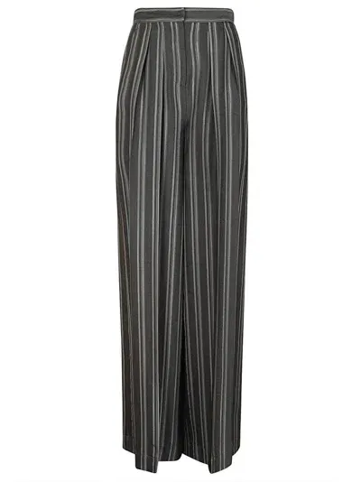 Alberta Ferretti Striped Pleated Trousers In Gris