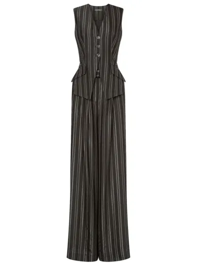 Alberta Ferretti Tailored Stripe-pattern Jumpsuit In 灰色