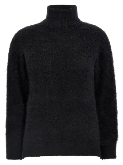 Alberta Ferretti Mohair Blend Turtleneck Sweater In Grey