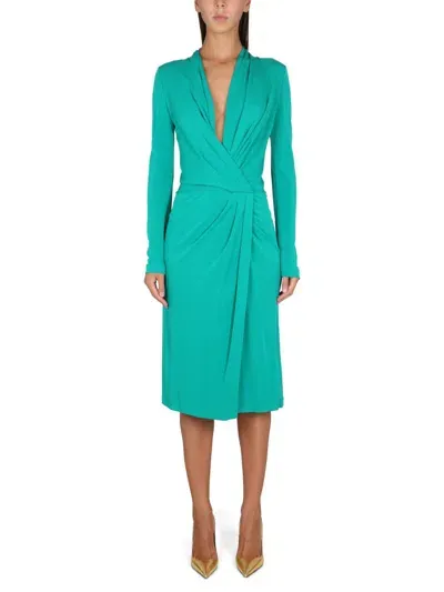 Alberta Ferretti V-neck Dress In Green