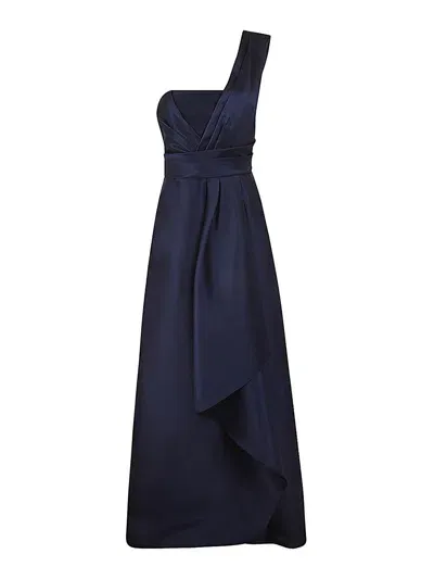 Alberta Ferretti Mikado Long Dress In Blue