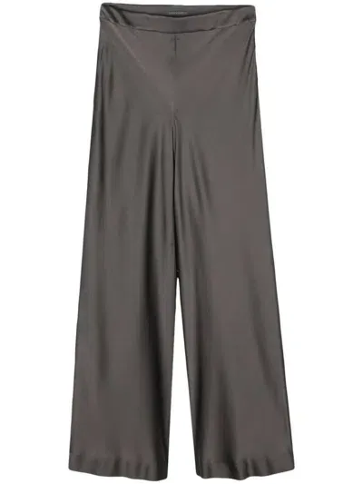 Alberta Ferretti Wide-leg Satin Trousers In Grey