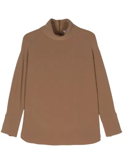 Alberto Biani Cowl-neck Blouse In Brown