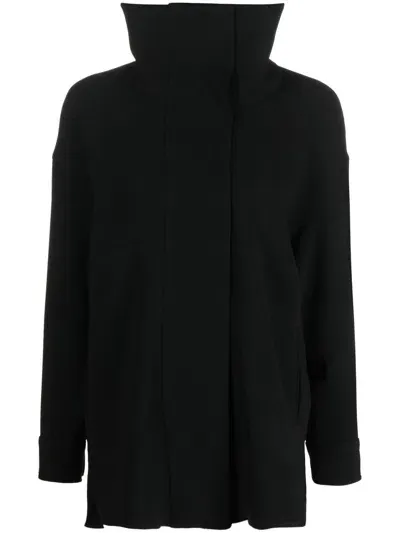 Alberto Biani High-neck Exposed-seam Top In Black