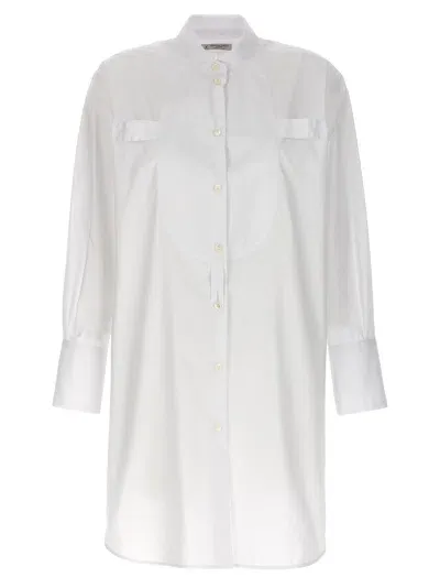 Alberto Biani Long Plastron Tuxedo Shirt In White