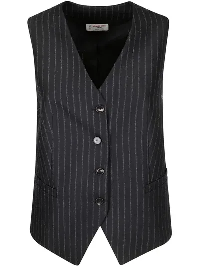 Alberto Biani Pinstriped Waistcoat In Black