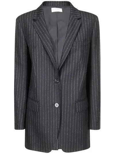 Alberto Biani America Flannel Pinstripe Jacket In Black