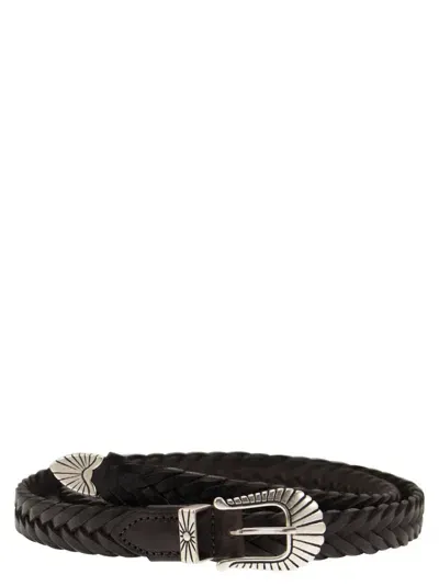 Alberto Luti Suede Braided Belt In Dark Brown