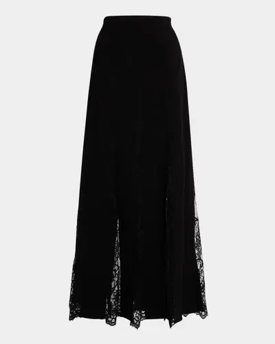 A.l.c Mira Pleated Lace Maxi Skirt In Blackblac