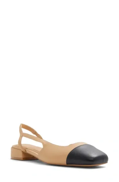 Aldo Amandine Slingback Flat In Dark Beige Smooth