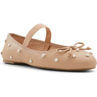 Aldo Byanca Imitation Pearl Mary Jane Flat In Beige