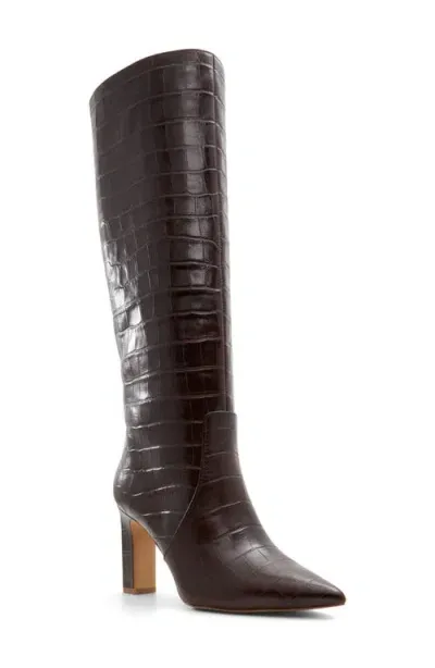 Aldo Cadigoder Pointed Toe Knee High Boot In Dark Brown