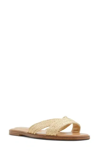 Aldo Caria Slide Sandal In Gold Raffia