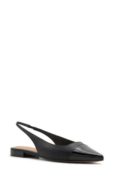 Aldo Fleure Slingback Pointed Cap Toe Flat In Black Multi